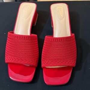 Cato Red Knit Slide Mules